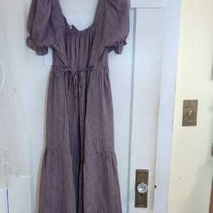 Madewell Purple Wrap Sundress with Puff Sleeves